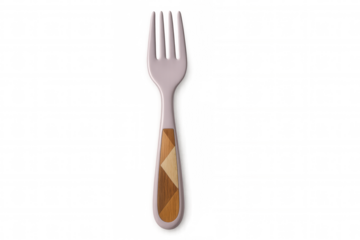 Pink kitchen utensil featuring wooden handle, positioned vertically on clean transparent background, emphasizing minimalist culinary design