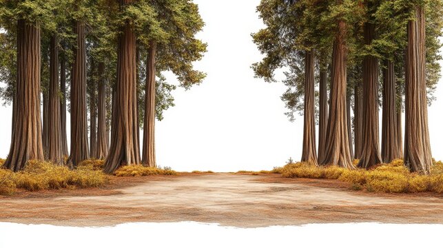 A lush expanse of towering evergreen trees with dense foliage embodies the serene and untamed spirit of nature