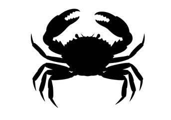 Fototapeta premium Crab Silhouette with Raised Claws and Jagged Shell – Black Marine Crustacean Illustration