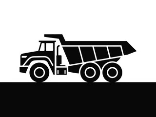 Vector art of silhouette of a black dump truck, a heavyduty vehicle used for transporting materials in construction and mining sites