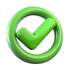 Green check mark inside a circle isolated on transparent background