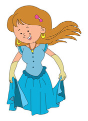 Smiling girl with wavy brown hair