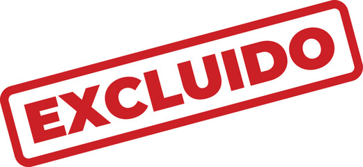 Excluido red slanted stamp with rounded corners for design projects and web use