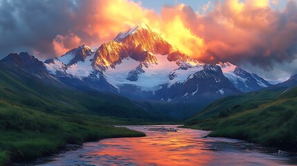 Mountain sunset landscape