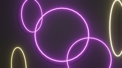 A luminous circles  floating against a sleek black wall.