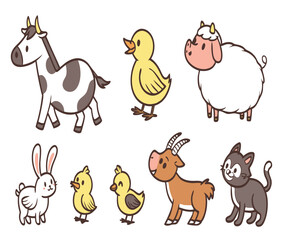 Charming collection of farm and domestic animals icons