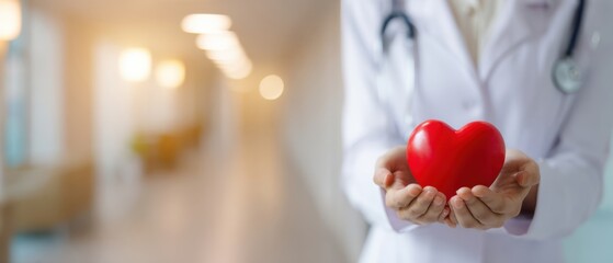 The compassionate doctor holding a red heart symbolizing care and wellness.