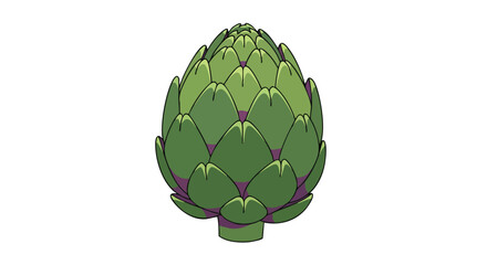 Fototapeta premium Detailed artichoke illustration against white backdrop showcasing its intricate leaf structure in verdant shades and soft shadow details