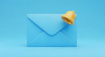 Notification alert Blue envelope with a yellow bell