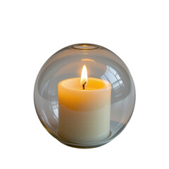 Elegant Candle in Glass Sphere with Soft Glow and Warm Ambience