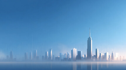 Fototapeta premium background of modern city skyline and tech lines