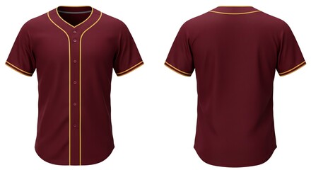 Maroon Baseball Jersey Mockup - Front and Back Views