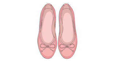 A charming illustration showcasing a pair of elegant pink ballet flats, capturing a sense of refined simplicity and feminine grace