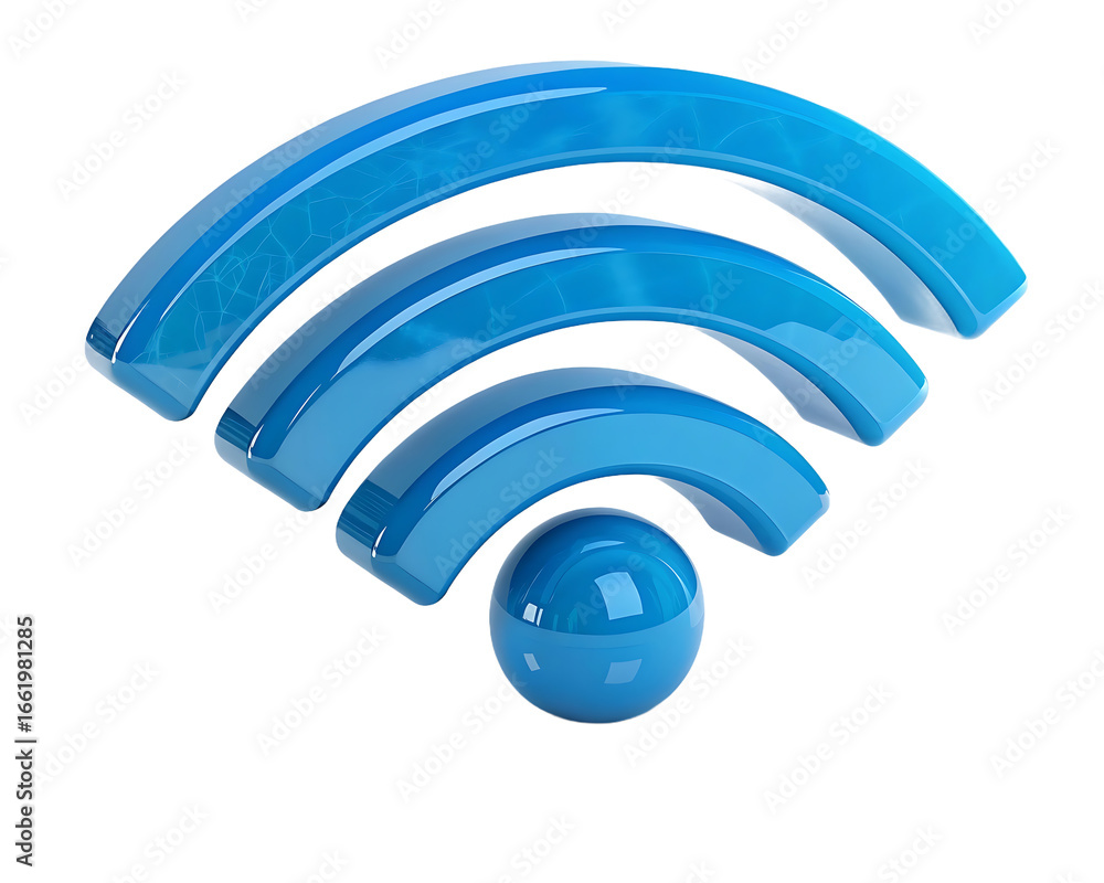 Poster shiny blue wireless internet connection symbol with dark background for modern technology access and