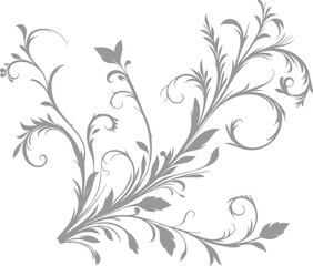 Decorative floral vines set vector, Ornate black floral design on white background