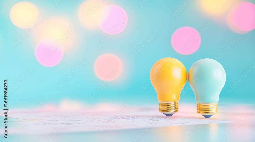 Poster lightbulb brainstorming strategy development collaboration bright lightbulb with collaborative sketc