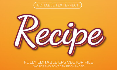 Recipe editable text effect