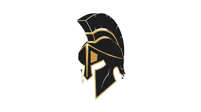 Animated Spartan Warrior Helmet Rotating 3D Icon for Logo and Branding Design.