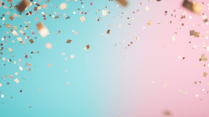 gradient pastel backgrounds confetti copy space Abstract pastel gradient background with scattered metallic confetti for a subtle, festive vibe.