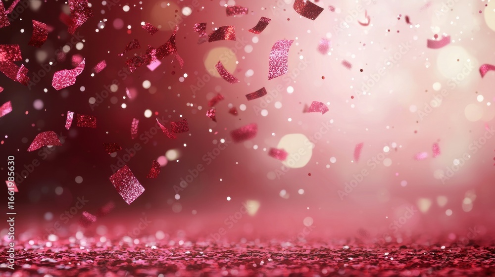 Poster gradient red backgrounds confetti copy space radiant red gradient backdrop with floating confetti, a
