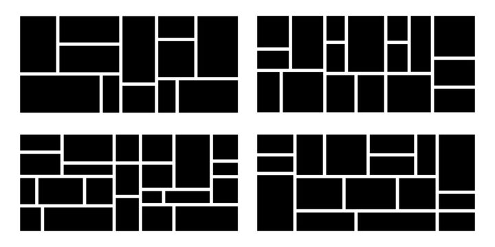 Set of rectangle photo gallery mosaic collage vector illustration
