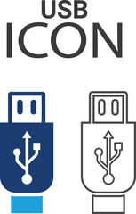 USB icons, Line art icons design. Containing network, join, collaboration, connectivity, interaction, cable, integration, and connection icons. Solid icon collection.