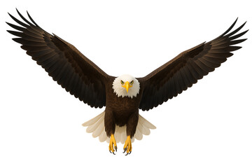 Obraz premium bald eagle flying, majestic and powerful bird of prey in a dynamic pose, a symbol of freedom and strength, isolated on a transparent background