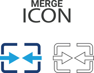 Merge icons, Line art icons design. Containing network, join, collaboration, connectivity, interaction, cable, integration, and connection icons. Solid icon collection.