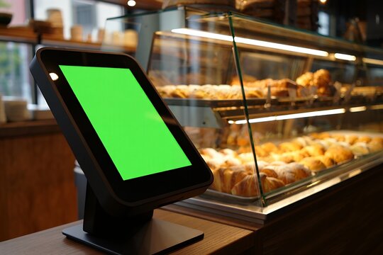 Retail Technology: A POS Machine with a Blank Screen in a Store - Powered by Adobe