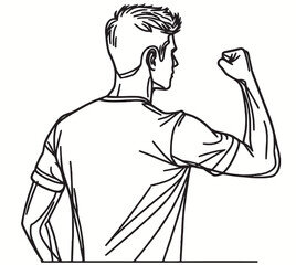 Man Celebrating Success Black Line Art Vector Illustration