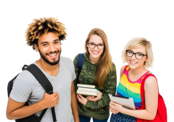 A vibrant, diverse group of happy university students, full of dynamic energy, eagerly mix ideas and knowledge, ready for a bright academic future.