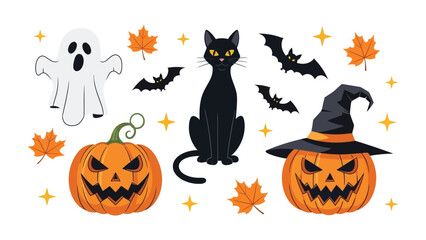 Spooky Halloween Montage: A delightful, digitally created collection of iconic Halloween elements, evoking the essence of a fun and chilling autumn night.