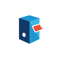 Fototapeta premium Illustration of a blue electrical switch with a red toggle in the on position.