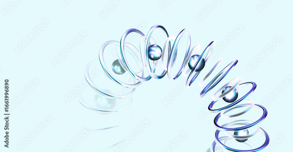 Poster a captivating abstract composition featuring a series of luminous spheres suspended within spiraling