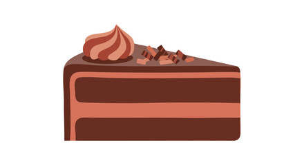 Delectable chocolate cake slice with cream swirl and chocolate chips evoking culinary indulgence and sweet temptation for dessert lovers
