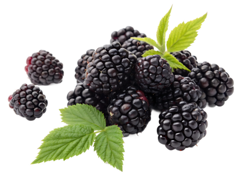 Fresh blackberries on black background with green leaves delicious summer fruit for healthy lifestyle and dieting concept