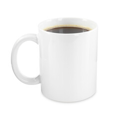 Tasty coffee in cup isolated on white
