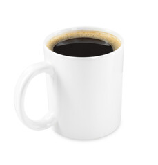 Tasty coffee in cup isolated on white