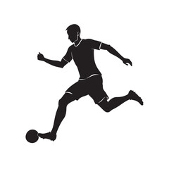 Soccer Player Kicking Ball On Field Silhouette