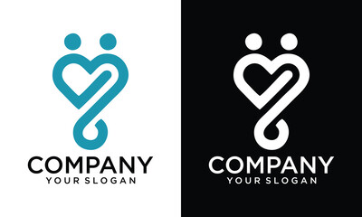 creative heart people icon logo design, charity logo, people care logoheart people icon logo design, charity logo, people care logo