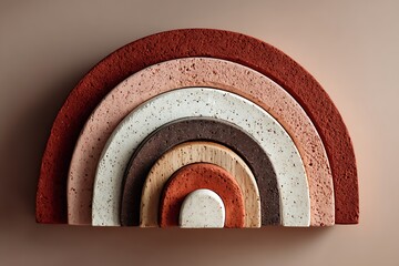 Fototapeta premium Stratum crescents in earthen pink and cream 