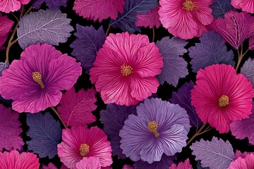 Ornate pink and purple petal arrangement setting
