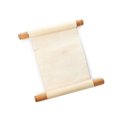 Old rolled paper scroll isolated on white