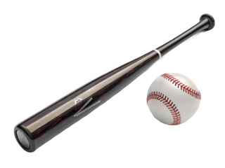 Baseball bat and ball on a black background