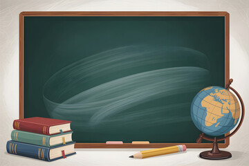 School chalkboard background with soft gradient and subtle educational icons for presentations
