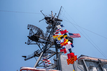  Detail of the Bridge of the USS Midway Museum in San Diego, California.