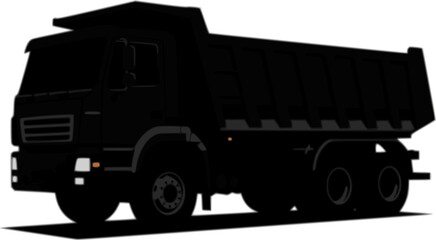 silhouette Dump Truck Vector Illustration on White Background
