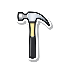 A detailed illustration of a hammer, a common tool used for construction and repair.