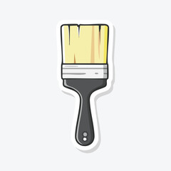 A detailed illustration of a paint brush with a black handle and yellow bristles.