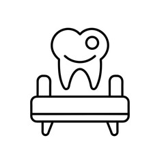 Dental bed outline icon on white background